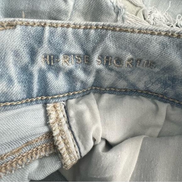 American eagle hi-rise shortie distressed jean denim shorts size 0 - Picture 3 of 5